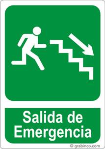 PLACA SEÑAL SALIDA DE EMERGENCIA ABAJO DERECHA Grabinco.com