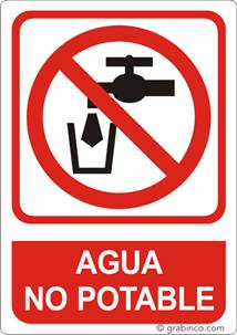 PLACA SEÑAL AGUA NO POTABLE Grabinco.com