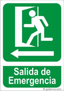 PLACA SEÑAL SALIDA DE EMERGENCIA A LA IZQUIERDA Grabinco.com