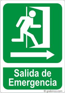PLACA SEÑAL SALIDA DE EMERGENCIA A LA DERECHA Grabinco.com