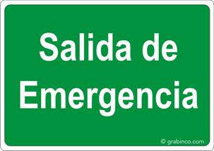 PLACA SEÑAL SALIDA DE EMERGENCIA Grabinco.com