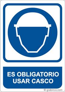 PLACA SEÑAL ES OBLIGATORIO USAR CASCO Grabinco.com