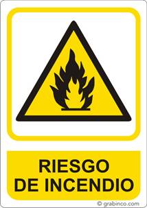 PLACA SEÑAL RIESGO DE INCENCIO Grabinco.com