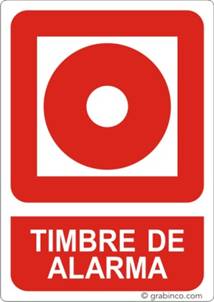 PLACA SEÑAL TIMBRE DE ALARMA Grabinco.com
